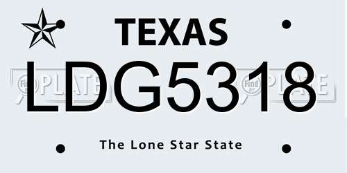 LDG5318 Texas License Plate