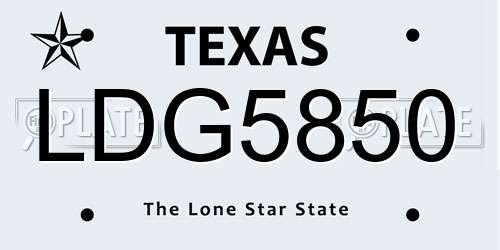 LDG5850 Texas License Plate