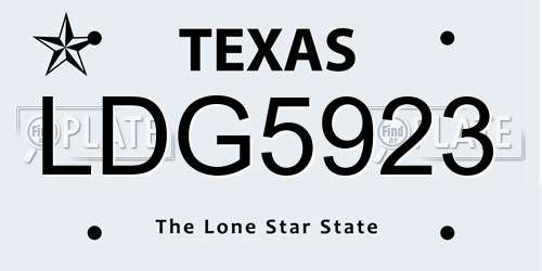 LDG5923 Texas License Plate