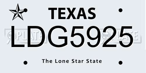 LDG5925 Texas License Plate