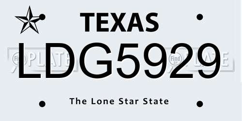 LDG5929 Texas License Plate