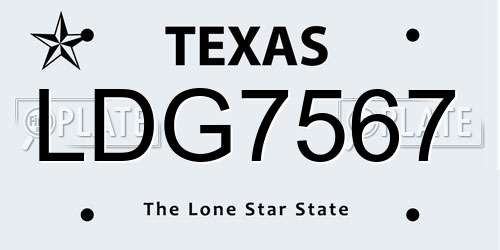 LDG7567 Texas License Plate