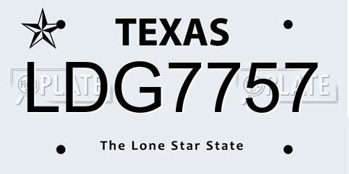 LDG7757 Texas License Plate