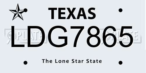 LDG7865 Texas License Plate