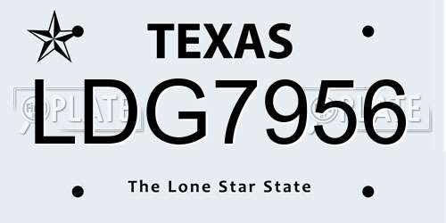 LDG7956 Texas License Plate