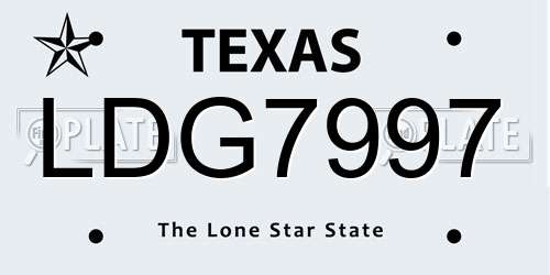LDG7997 Texas License Plate