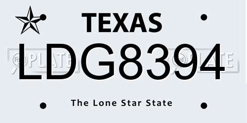 LDG8394 Texas License Plate