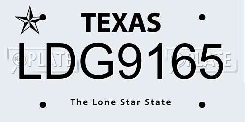 LDG9165 Texas License Plate