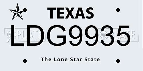 LDG9935 Texas License Plate
