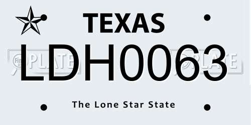 LDH0063 Texas License Plate