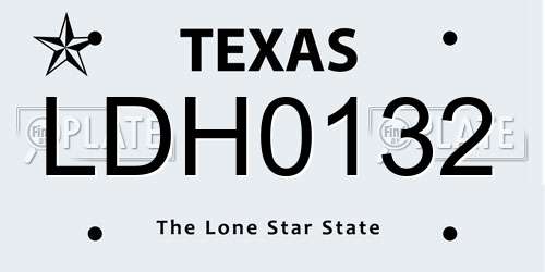 LDH0132 Texas License Plate
