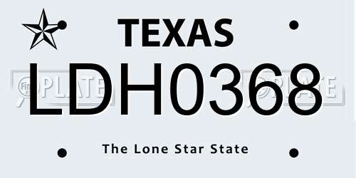 LDH0368 Texas License Plate