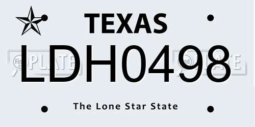 LDH0498 Texas License Plate