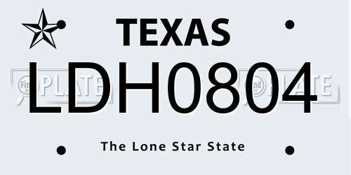 LDH0804 Texas License Plate