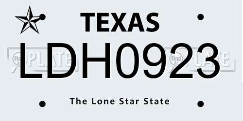 LDH0923 Texas License Plate