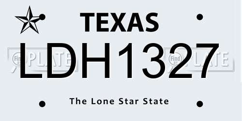 LDH1327 Texas License Plate