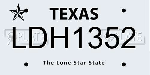 LDH1352 Texas License Plate