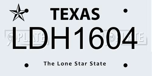 LDH1604 Texas License Plate