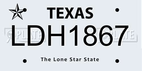 LDH1867 Texas License Plate