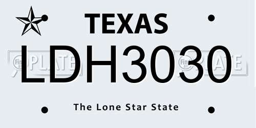 LDH3030 Texas License Plate