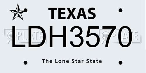 LDH3570 Texas License Plate