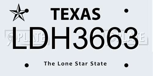 LDH3663 Texas License Plate