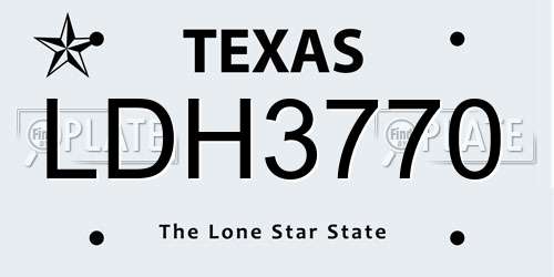 LDH3770 Texas License Plate