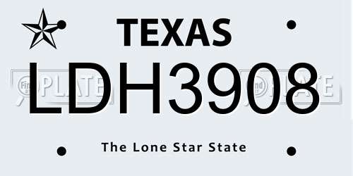 LDH3908 Texas License Plate