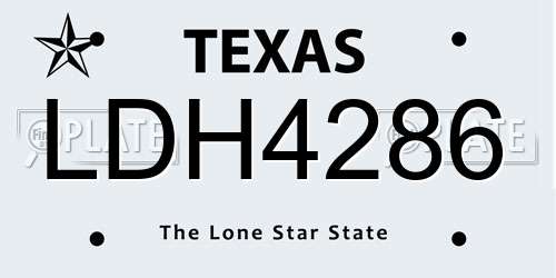 LDH4286 Texas License Plate