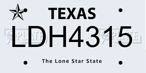 LDH4315 Texas License Plate