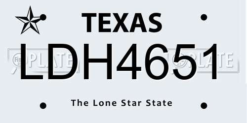 LDH4651 Texas License Plate