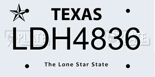 LDH4836 Texas License Plate