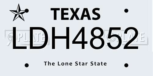 LDH4852 Texas License Plate