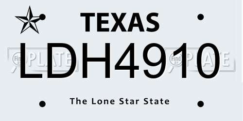 LDH4910 Texas License Plate