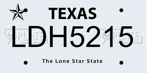 LDH5215 Texas License Plate