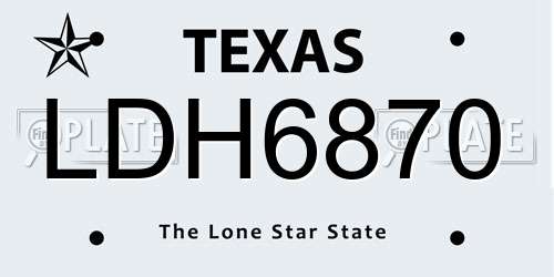 LDH6870 Texas License Plate