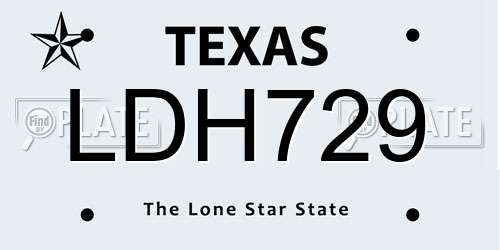 LDH729 Texas License Plate