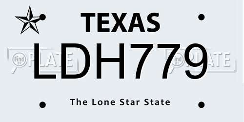LDH779 Texas License Plate