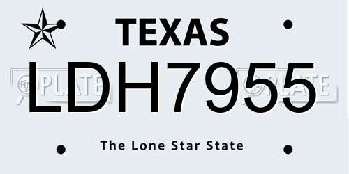 LDH7955 Texas License Plate