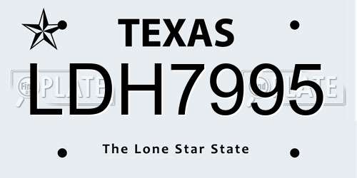 LDH7995 Texas License Plate