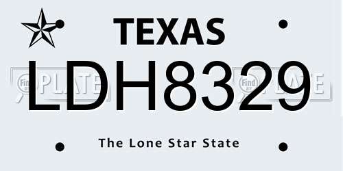 LDH8329 Texas License Plate