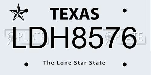 LDH8576 Texas License Plate