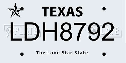 LDH8792 Texas License Plate