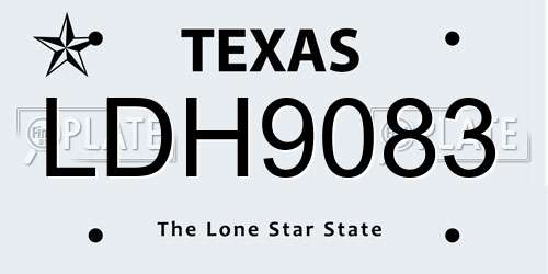 LDH9083 Texas License Plate