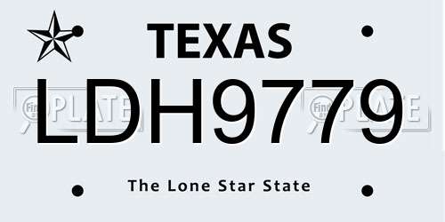 LDH9779 Texas License Plate