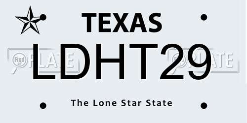 LDHT29 Texas License Plate