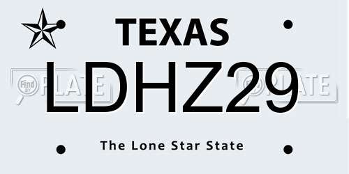 LDHZ29 Texas License Plate
