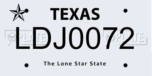 LDJ0072 Texas License Plate