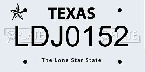 LDJ0152 Texas License Plate