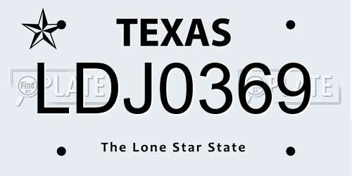 LDJ0369 Texas License Plate